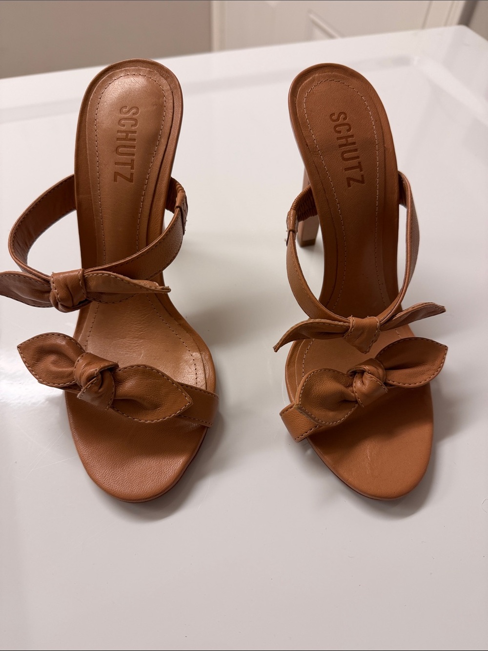 SCHUTZ Brown Knot Detail Open-Toe Heeled Sandals